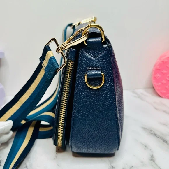 EUC Marc Jacobs Small Navy Blue Pebbled Leather Gotham Saddle Bag - Picture 11 of 15